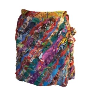 Silly Yeti Cotton Multi Color Diagonal Boho Skirt